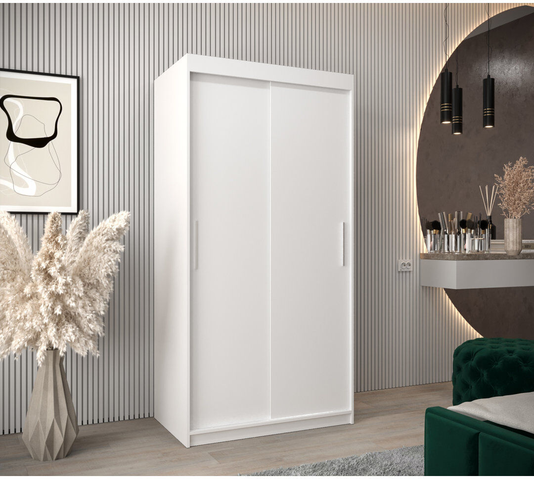 Latitude Run Gallipolis Manufactured Wood Wardrobe White Matt 100cm W X 62cm D