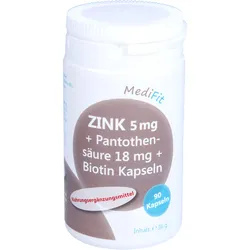 Zink 5 mg + Pantothensäure 18 mg + Biotin Kapseln 90 ST