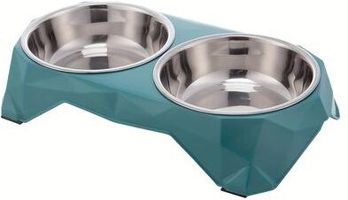 Inspire Essentials Stainless Steel Double Pet Food And Water Bowl With Non Slip Base green