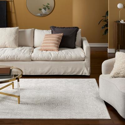 TOWN & COUNTRY LUXE Maya Medallion Tile Neutral Indoor Area Rug with High-Low Texture