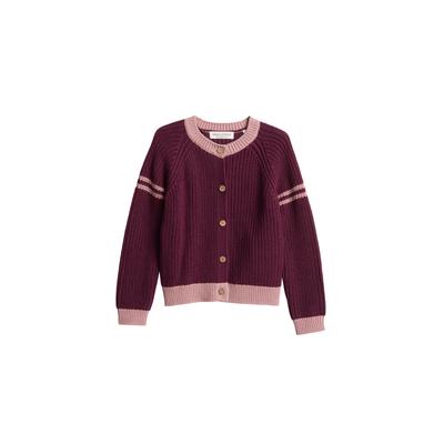 Cardigan MARC O'POLO "aus reiner Bio-Baumwolle", Mädchen, Gr. 92/98, rot, Obermaterial: 100% Baumwolle, regular fit, Strickjacken