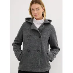 bonprix Cabanjacke aus kuscheligem Bouclé, schwarz, Gr.50, Schöne Cabanjacke mi Kapuze kaschiert Problemzonen