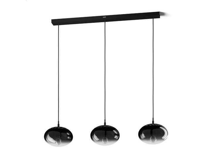 Joop! Hängeleuchte Curve lights, Grau, Schwarz, Transparent, Metall, Glas, oval, 25x110x107 cm, Lampen & Leuchten, Innenbeleuchtung, Hängeleuchten, Pendelleuchten