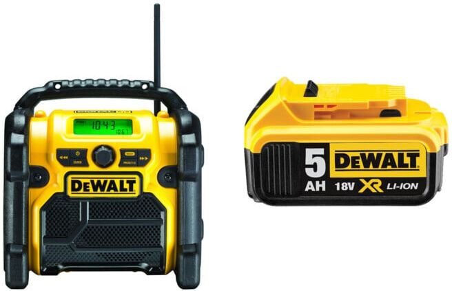 Set DeWalt 10.8-18V FM/AM Digital Radio DCR020-QW + Ersatz-Akku DCB184-XJ