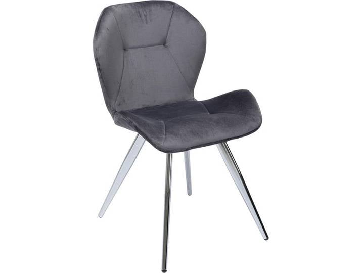 Kare-Design Stuhl, Grau, Chrom, Metall, konisch, 50x82x53 cm, Esszimmer, Stühle, Esszimmerstühle