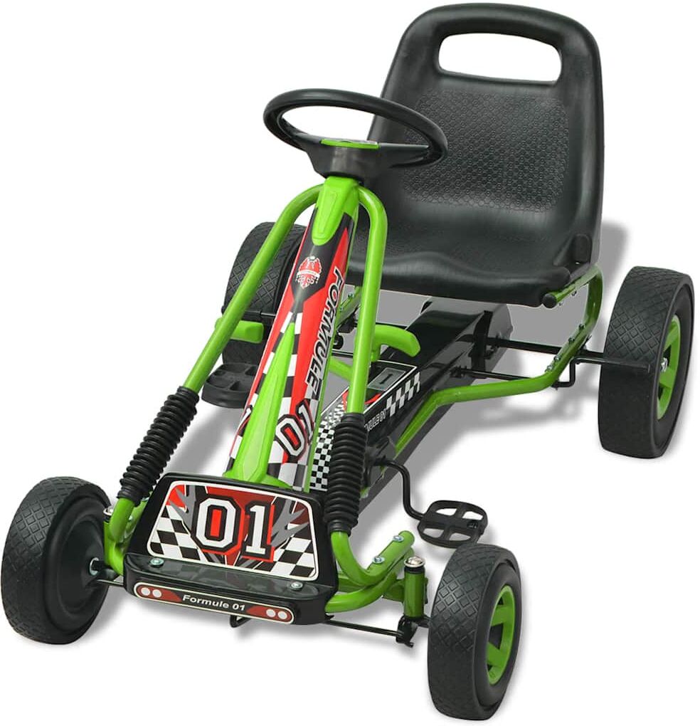 vidaXL Kart à pédale avec siège ajustable Vert