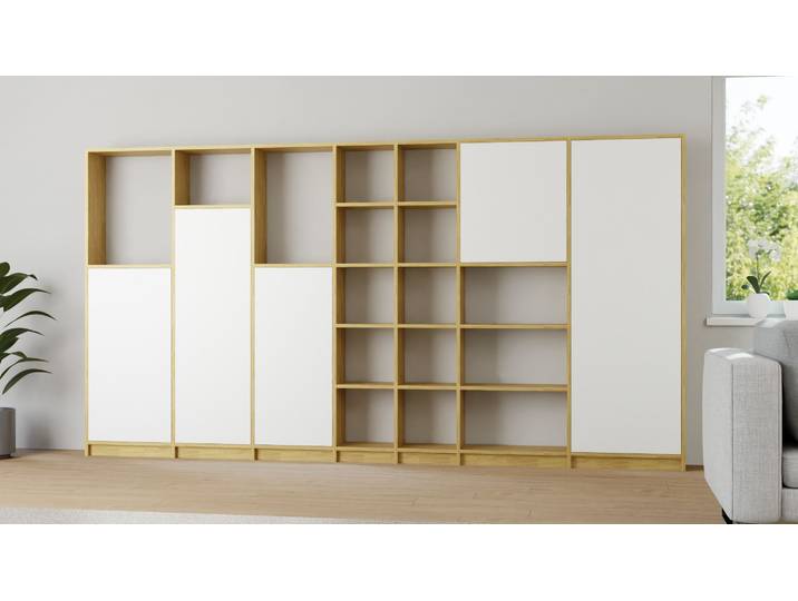 Eleganter Wohnzimmerschrank - Wohnschrank mit vielen Optionen Eiche Natur geölt