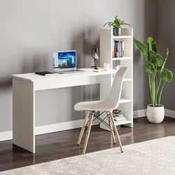 Schreibtisch mit Regal Chagtuniejle 150x45x120 cm Weiß [en.casa]