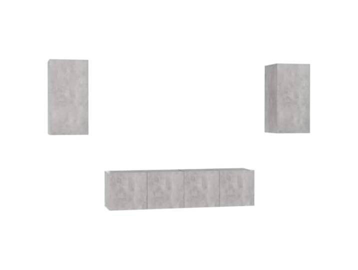 Makastle 4-TLG. TV-Schrank-Set Betongrau Holzwerkstoff
