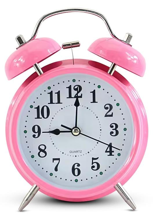 IvoQ Wekker Roze - Retro Stijl met Dubbele Bel