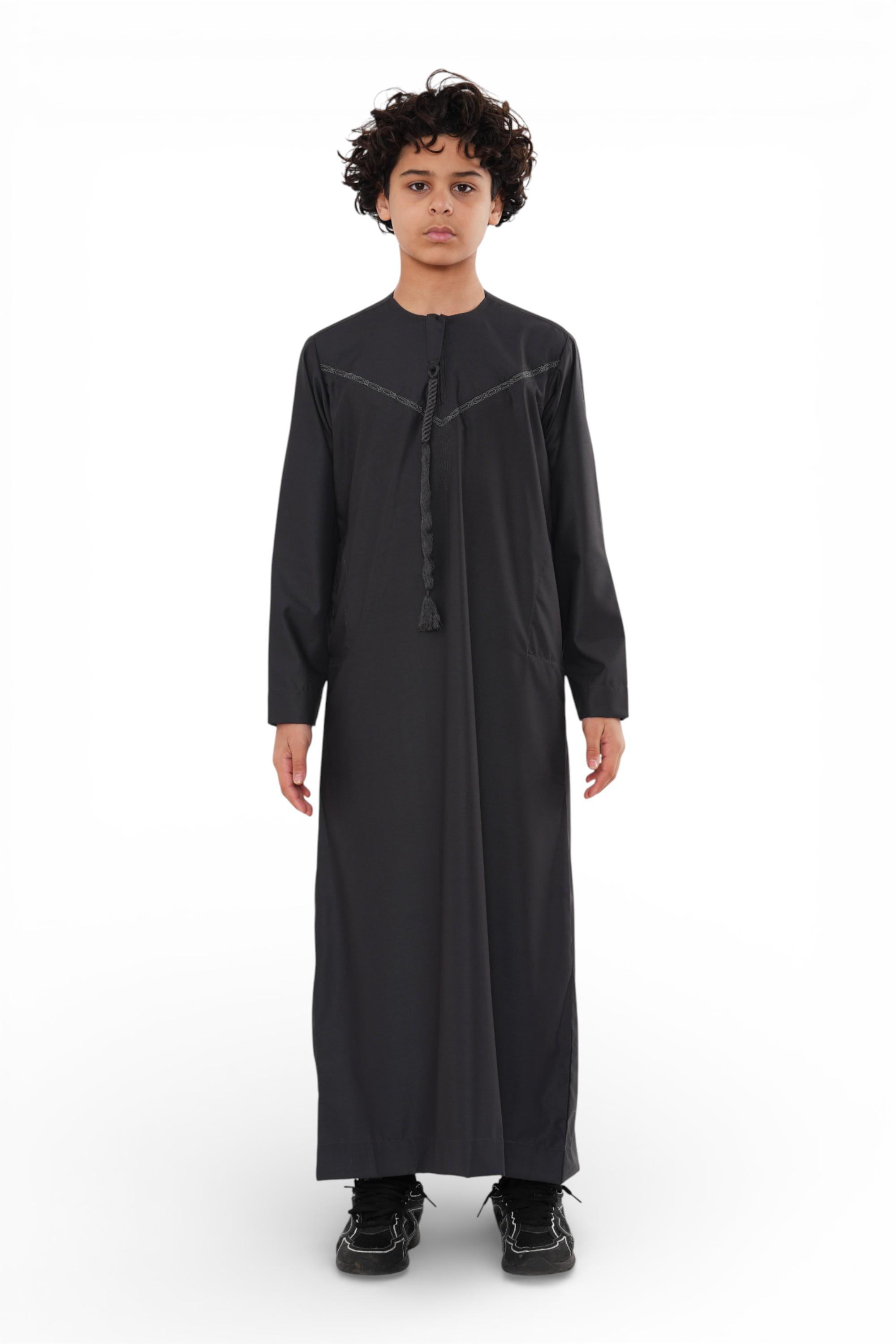 Kinderen Jongens Ramadan Eid Houtskool Grijs Marokkaanse Jubba Robe Djellaba Thobe - K-TT008