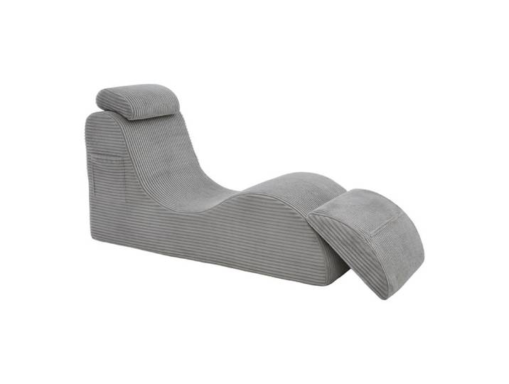 Canapé Compressé Monoplace en Velours Côtelé Gris - Méridienne Lounge Modulaire - Sans Montage et Antidérapant - 160x66x90cm