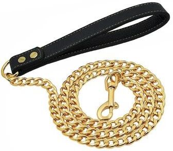 Inspired Finds Luxury Gold Stainless Steel Dog Chain Leash For Small, Medium & Large Dogs gold