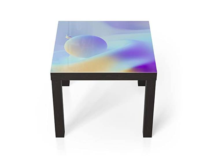 DEQORI Glastisch schwarz klein 55x55 cm Motiv 3D Lowpoly Kugeln ausgefallener Beistelltisch aus Glas Hochglanz Couchtisch fürs Wohnzimmer moderner Couch Tisch mit Design