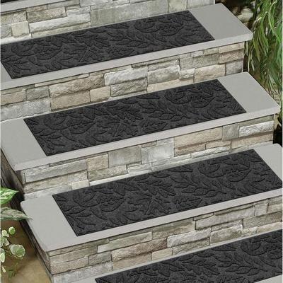 Bungalow Dba Matterly Leaves Stair Treads Set of Four, Set of Four, Charcoal