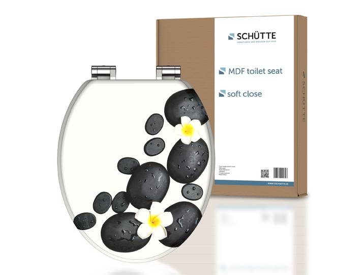 SCHÜTTE MDF WC Sitz STONE DECORATION, Toilettendeckel mit Absenkautomatik, Klobrille mit Holzkern, Klodeckel