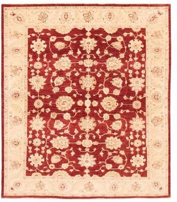 ECARPETGALLERY Hand-knotted Chobi Finest Dark Red Wool Rug - 8'0 x 9'4