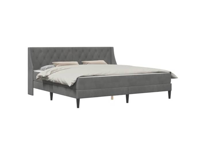 KKgypkn Moderne Samtbettgestell mit Schaumstoffmatratze Dunkelgrau 200x200 cm, rechteckiges Design mit Kunststoffbeinen, fleckenresistenter Bezug und Stabiler Lattenrost für erholsamen