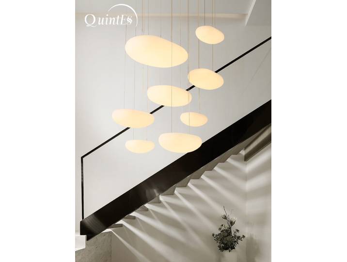 Lustre suspendu moderne en pierre de galet, grand lustre pour escalier, salon, hôtel, restaurant, luminaire suspendu LED