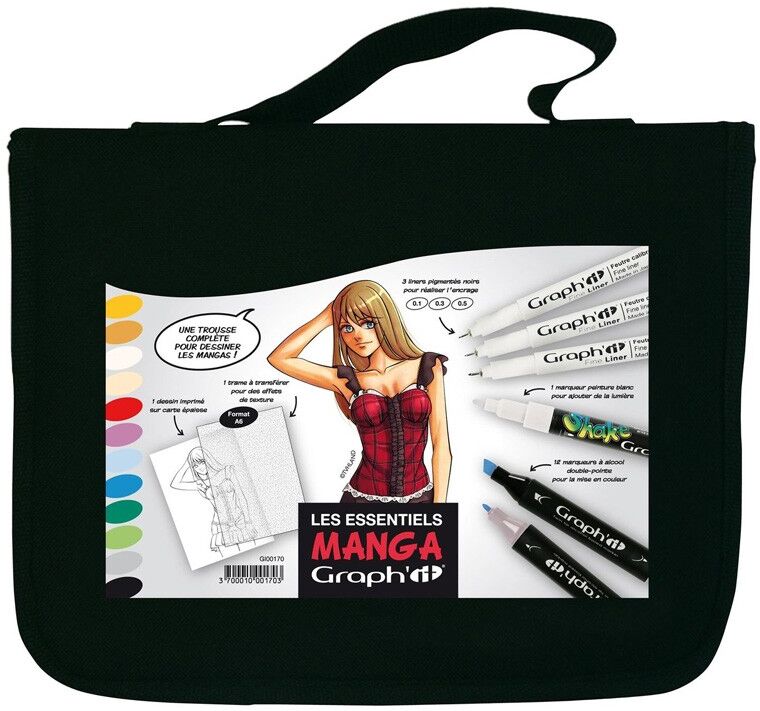 GRAPH'IT Trousse les Essentiels Manga - 16 feutres + trames A6