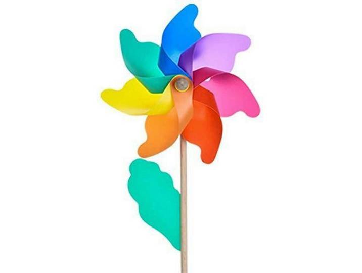 Windspiel Regenbogen bunter Holzstab 18 cm, Mehrfarbig, Kunststoff, 18x45x45 cm, Dekoration, Gartendeko