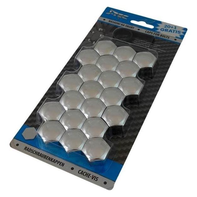 J-Tec Górecki RADSCHRAUBENKAPPE 17MM CHROME (VERPACKUNG. 21 STÜCK) (J21300)