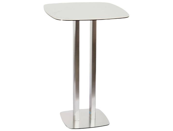 Novel Bartisch, Weiß, Edelstahl, Metall, Glas, Keramik, quadratisch, Säule, Bodenplatte, 70x105x70 cm, Variantenauswahl, Küchen, Küchenmöbel, Küchentische
