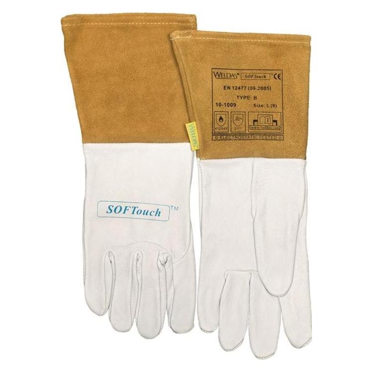 Weldas Schweisserhandschuhe Grösse M (8,5) natur/orange EN 388, EN 12477, EN 1149-2 (8.5) (10-1009-M)