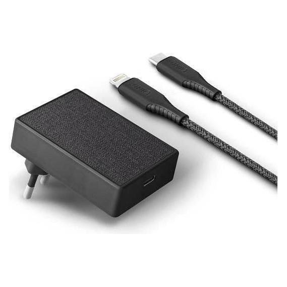 Uniq Ład. siec. Votre Slim USB-C PD 18W MFI + kabel USB-C na lightning czarny/charcoal black (18 W, 1 Port) (UNIQ-VOTRESLBUN(EU)-BLK)