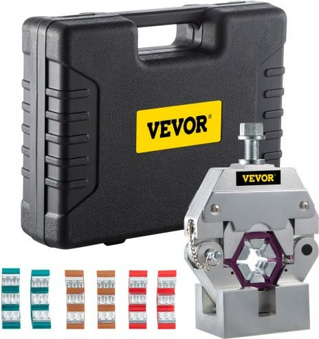 VEVOR Hydraulische Slang Krimptang met 4 Dies, Draagbare Handmatige Pijppers en A/C Slang Repareer Tool, Zwart