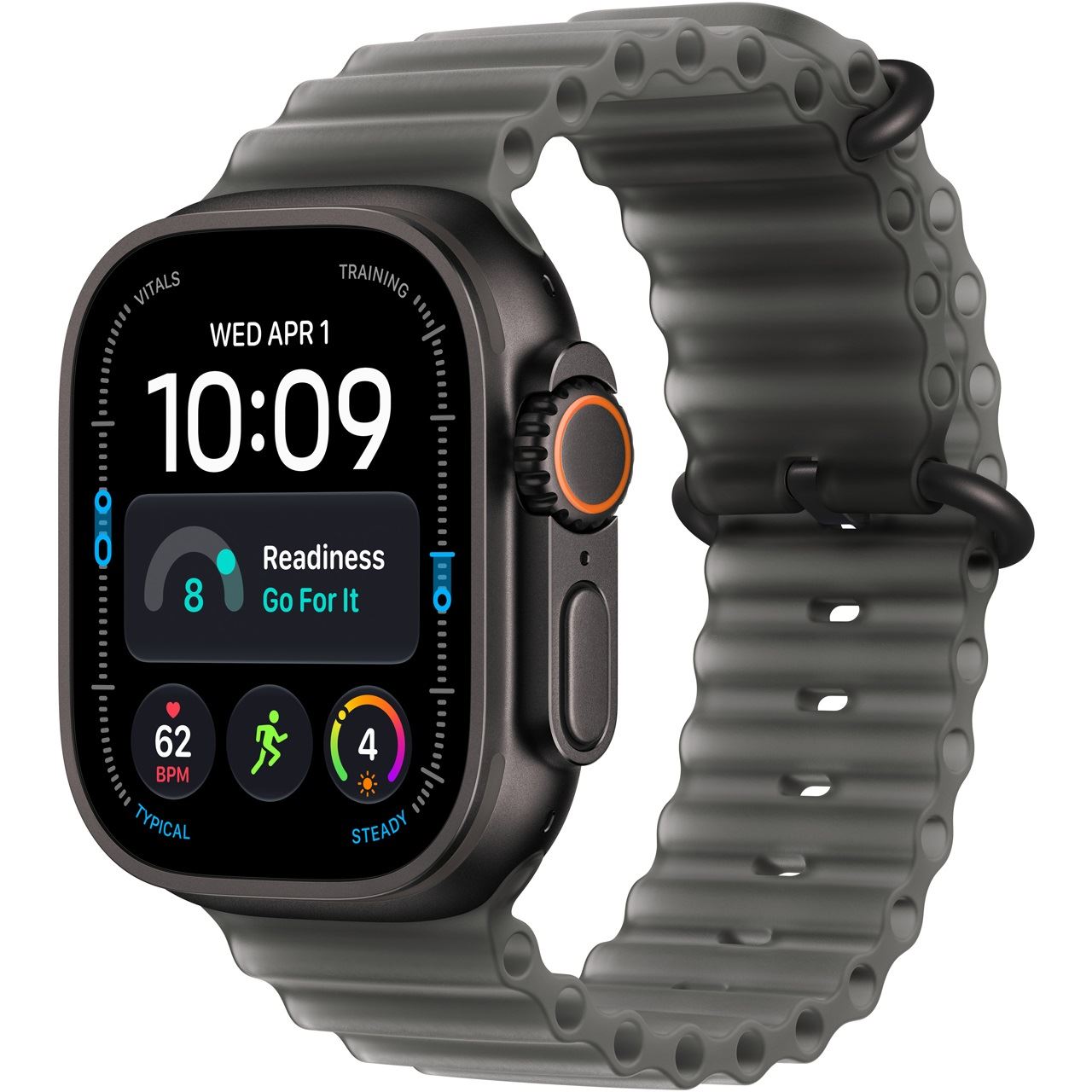 Apple Watch Ultra 4 2026 Titanium Cellular 49mm Schwarz (Ocean Armband halbtransparentes schwarz)