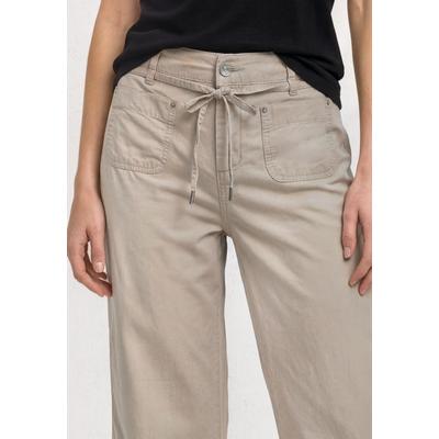 Stoffhose STREET ONE, Damen, Gr. 32, Länge 28, beige (sepia sand), Web, Obermaterial: 100% Baumwolle. Gürtel: 100% Baumwolle, unifarben, comfort fit knöchelfrei, Hosen Stoffhose, High Waist