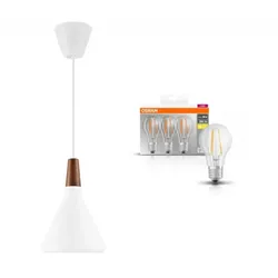 BUNDLE Design for the People Nori 18 Hängelampe Weiss inkl. 3er Pack Osram E27 LED Lampen