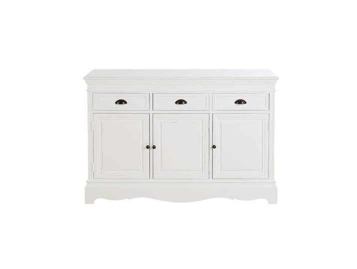 Sideboard mit 3 Türen und 3 weißen Schubladen, 131 cm