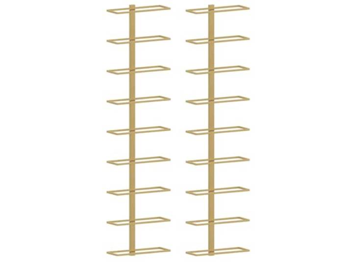 Makastle Wand-Weinregal 2er-Set Golden Eisen 9 Flaschen