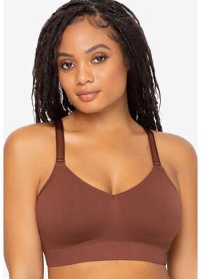 Plus Size Women's Smooth Seamless Comfort Wireless Bra by Curvy Couture in Chocolate (Size L)