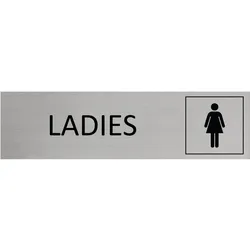 CombiCraft Aluminium Türschild Ladies 165x45mm mit 3M-Tape zur Befestigung, einfache Kennzeichnung von Räumen und Bereichen