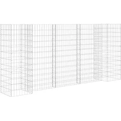 Helloshop26 - Gabionen-Pflanzgefäß in H-Form Gabionenkorb Hochbeet Pflanzen Garten Terrasse Außenbereich Stahldraht 260 x 40 x 120 02_0000865