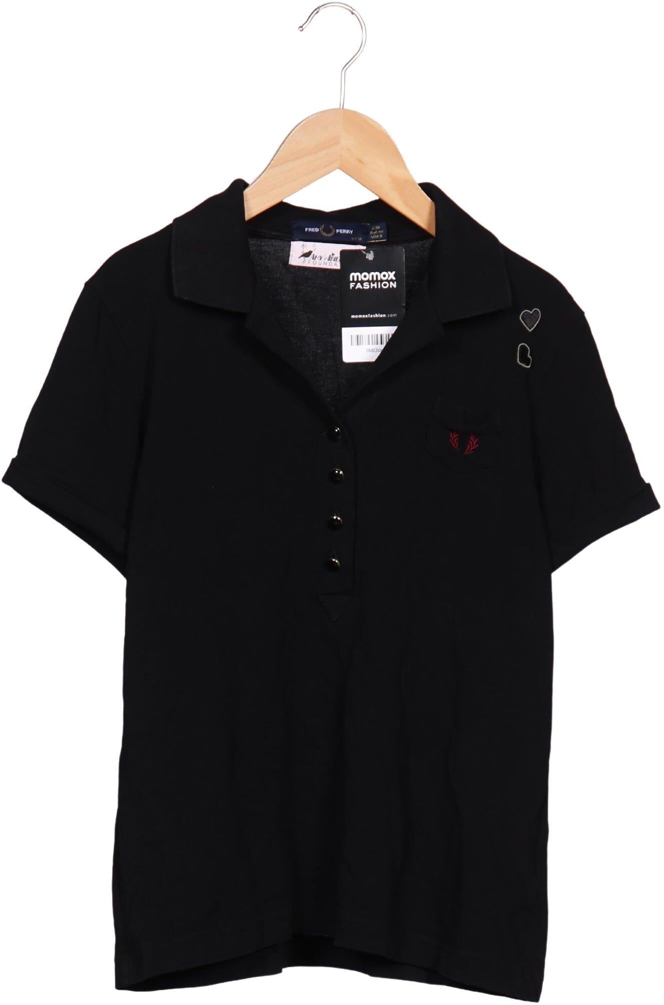 Fred Perry Damen Poloshirt, Schwarz, Gr. EU 40, Baumwolle - Second Hand
