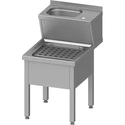 Stalgast Edelstahl Handwasch- und Ausgussbecken-Kombination, 500x700x850 mm, mit klappbaren Abstellrost, mit Aufkantung, verschweißt