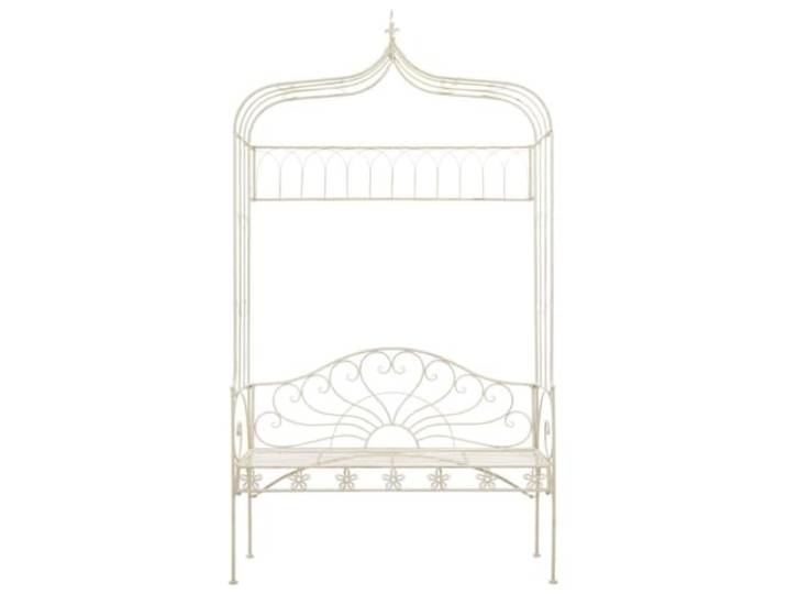 NKOPPFG Schmiedeeisen Sitzbank Weiß 122 cm für Terrasse Antik-Stil, Breiter Sitz, Robust, Wetterbeständig, Einfache Montage, 110 kg Belastbarkeit