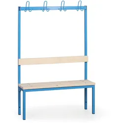 Umkleidebank mit Kleiderbügel, Latten-Sitz, Länge 1000 mm, blau