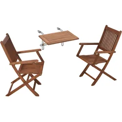 Merxx Balkonmöbel Set Rio 3 tlg.   Balkonhängetisch, 2 Stühle aus Eukalyptusholz