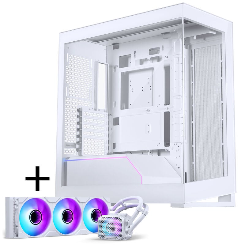 PHANTEKS NV-Serie NV5 MK2 ATX-Gehäuse, Tempered Glass, DRGB - Matte White + Glacier One 360M25 Gen2 DRGB AiO Wasserkühlung - 360mm