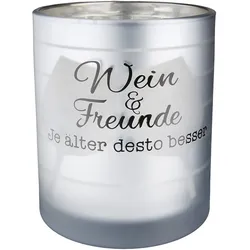 Windlicht Weinfest silber 8cm Streifen