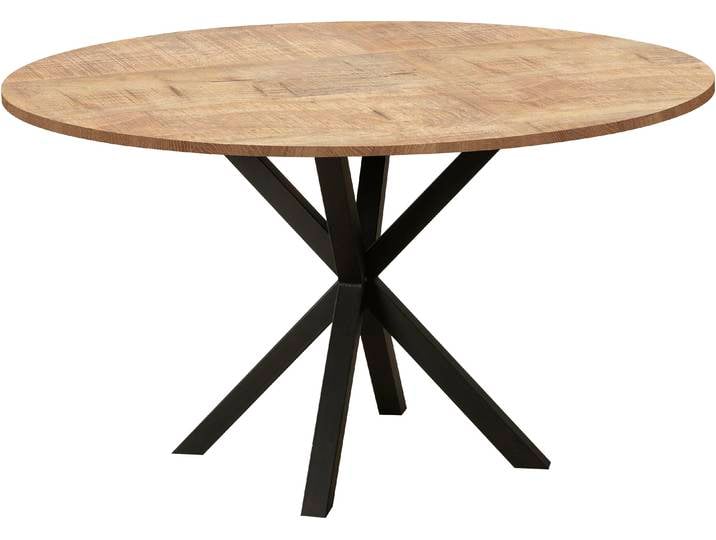 Esstisch OMG DESIGN Kent , braun (mango, schwarz, mango), B:120cm H:77cm T:120cm, Tische, Esstisch, Hochwertige Melamin-Tischplatte mit Metallgestell