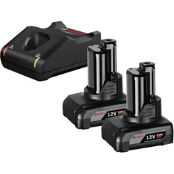 Bosch Professional Zubehör, Werkzeugakku + Ladegerät, Akku-Starter-Set GBA 12 Volt / 2x 4,0 Ah + Schnellladegerät GAL 12V (12 V)
