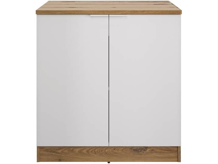 Unterschrank GAMI Unterschrank 2 Tûren B.80 cm , weiss (eiche helvezia nachbildung, weiß), B:80cm H:86cm T:60cm, Holzwerkstoff, Schränke, Unterschrank, Unterschrank 2 Tûren B.80 cm