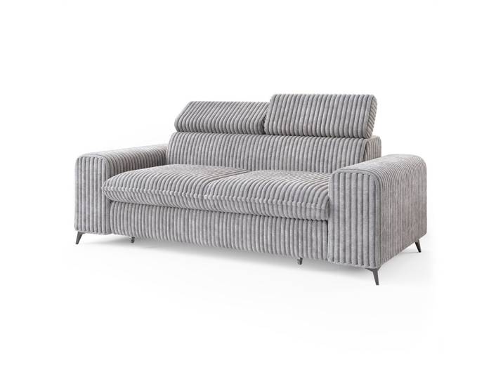 BETTSOFA BENETE Hellgrau Cordstoff mit Schlaffunktion