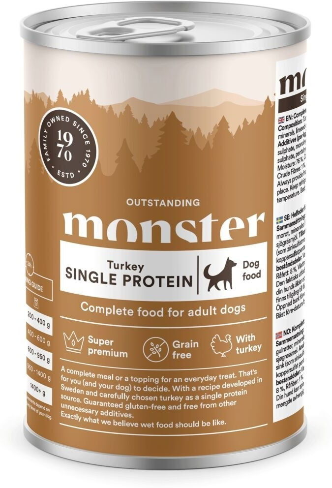 Monster Pet Food Monster Dog Adult Single Protein Turkey 400 G